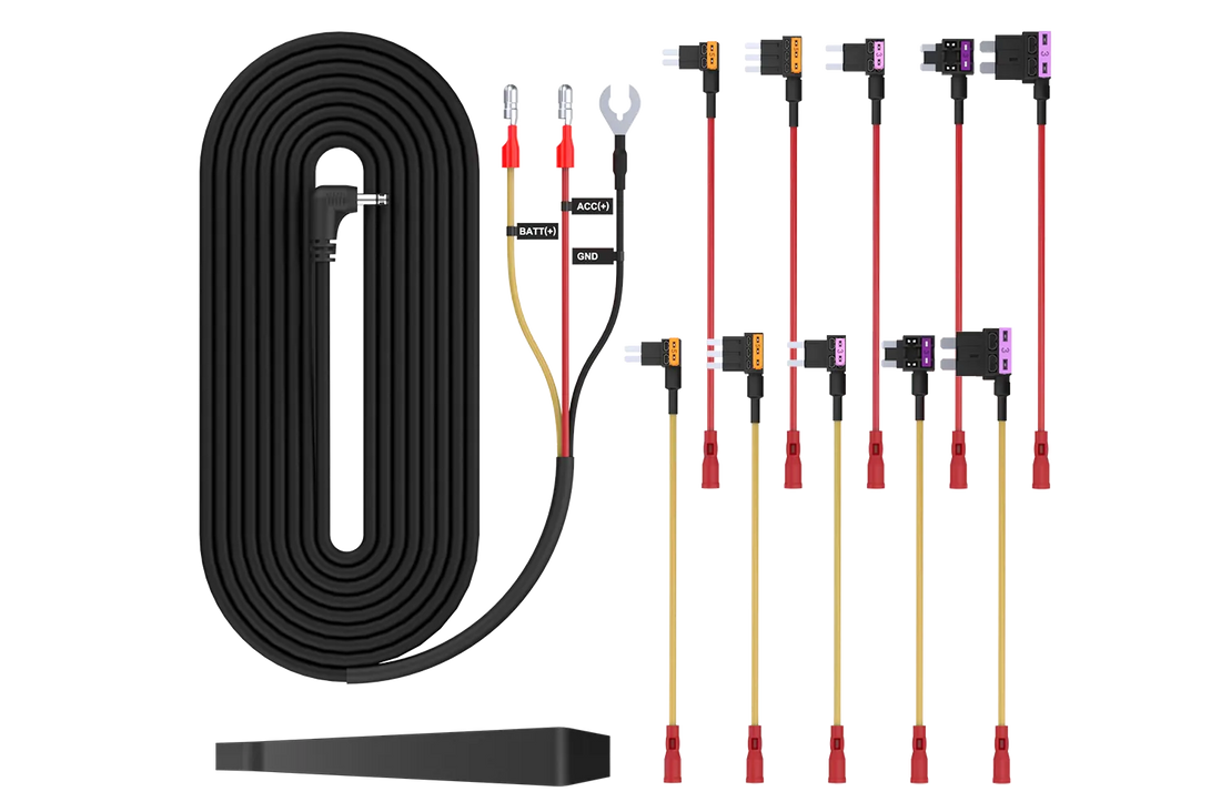 Dash cam power options — hardwire kit, OBD cable and battery pack explained