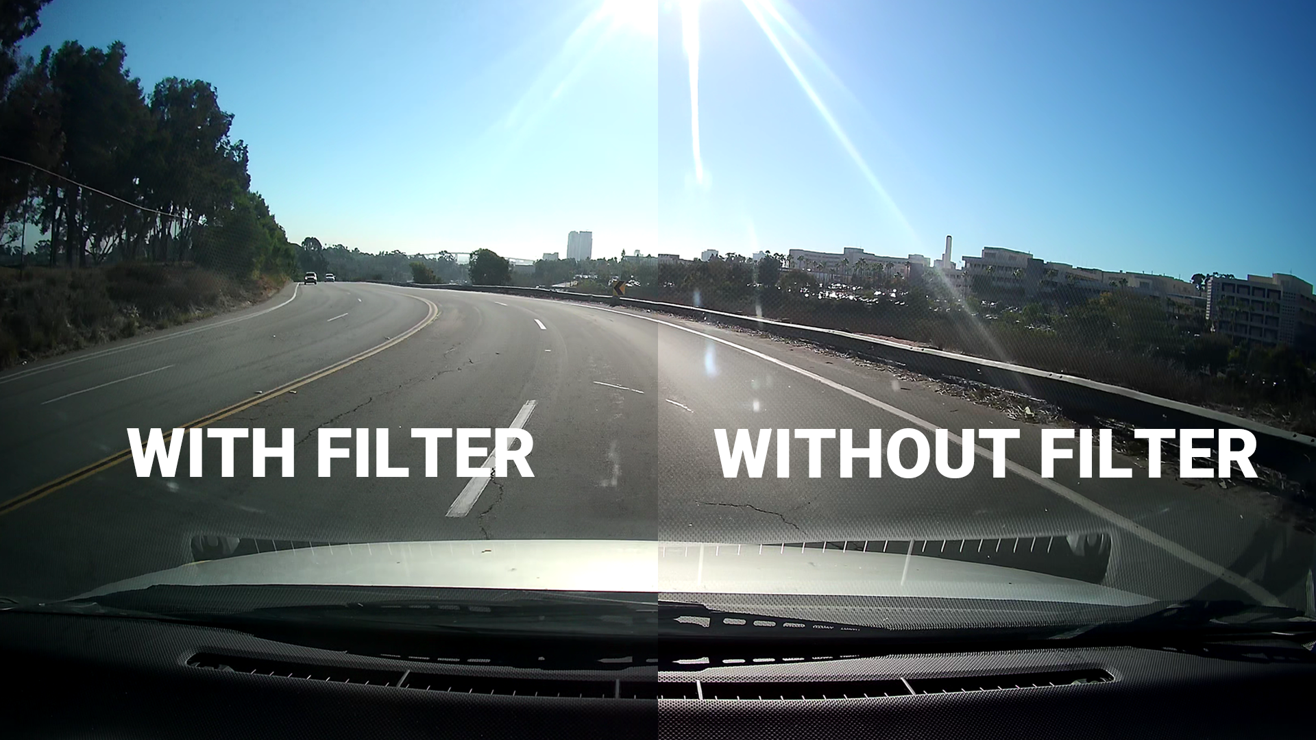 BlackVue CPL Filter BF-1 footage comparison with and without filter