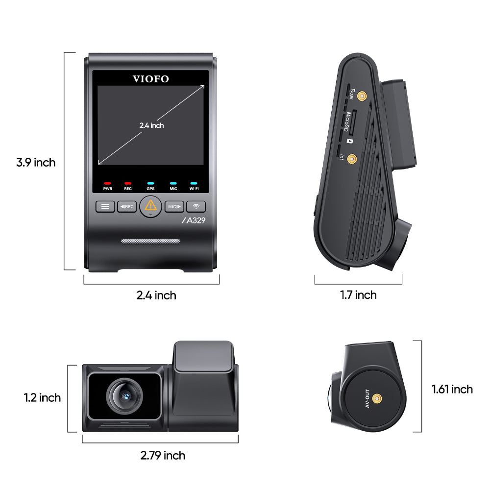 VIOFO A329S 2CH dash cam detail