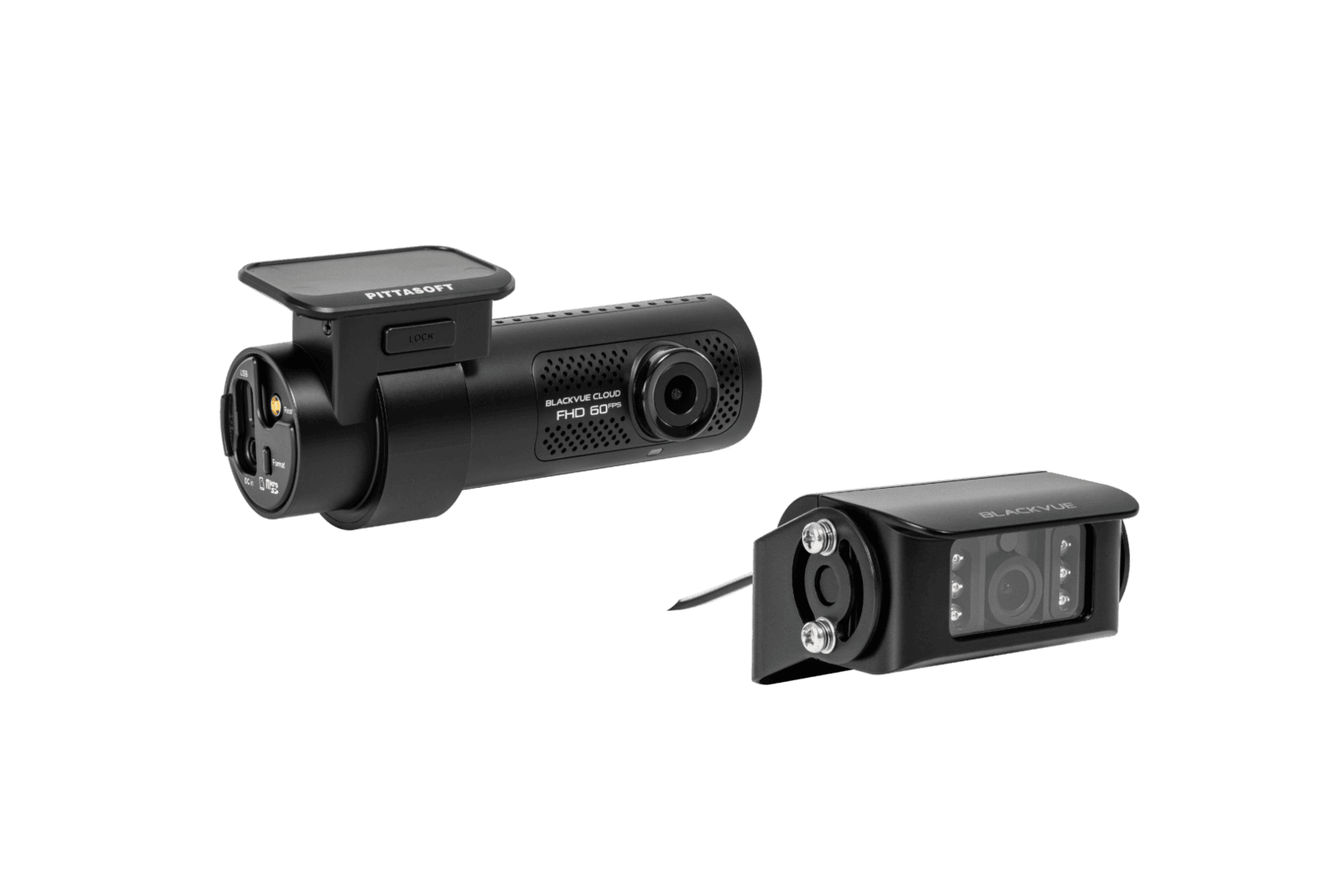 BlackVue DR770X-2CH II TRUCK front camera and IP69K waterproof rear camera