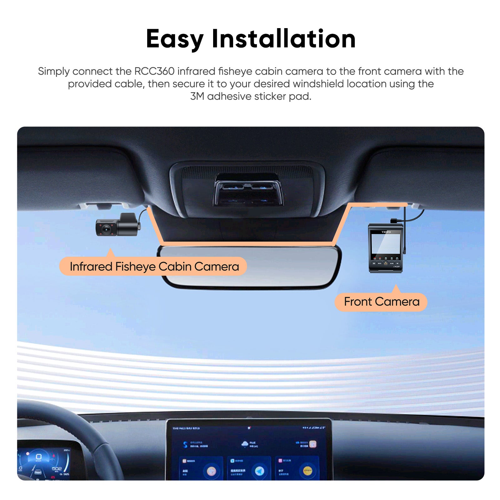 VIOFO RCC360 2K HDR infrared fisheye cabin camera for A329S