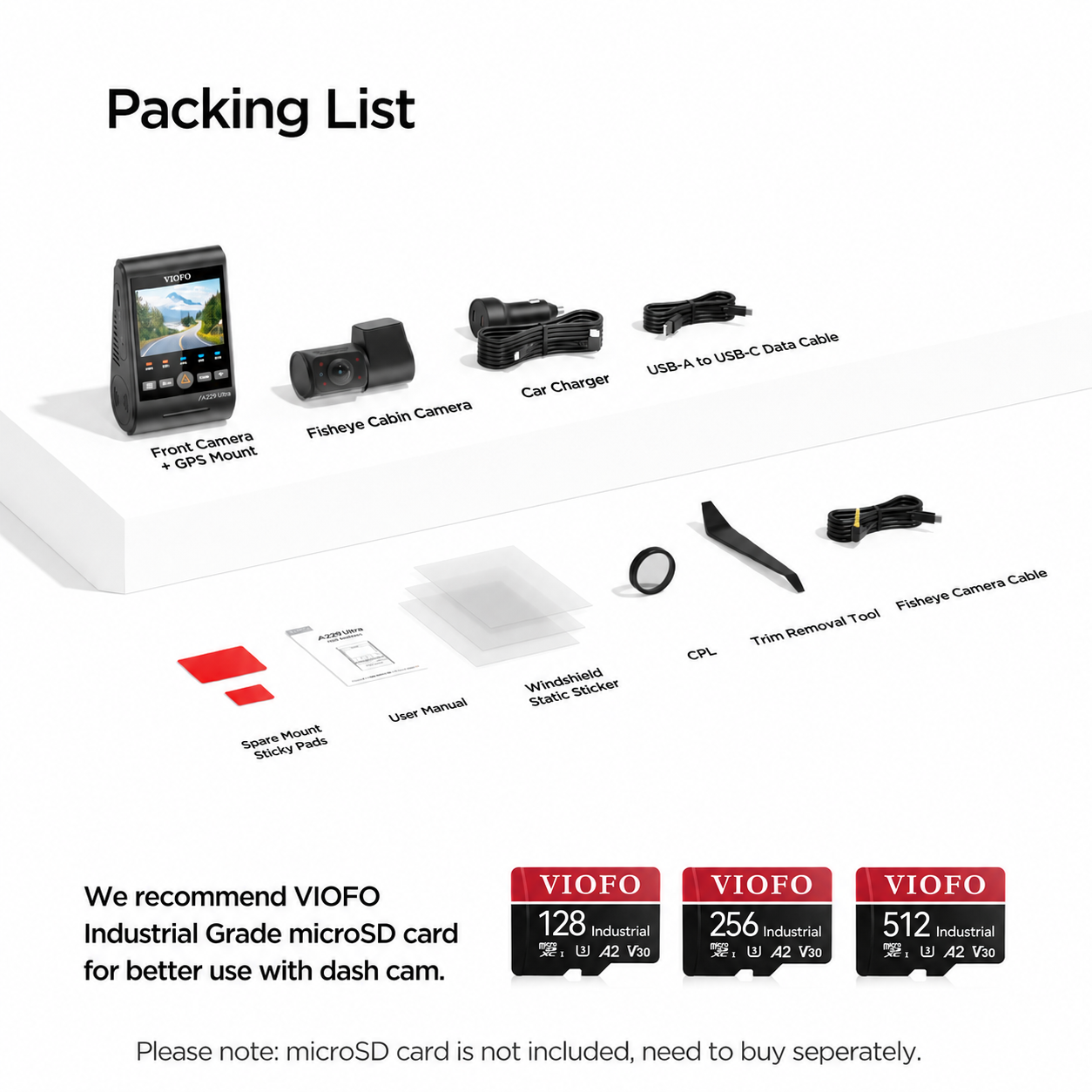 VIOFO A229 Ultra 2CH 4K front and 4K rear dash cam