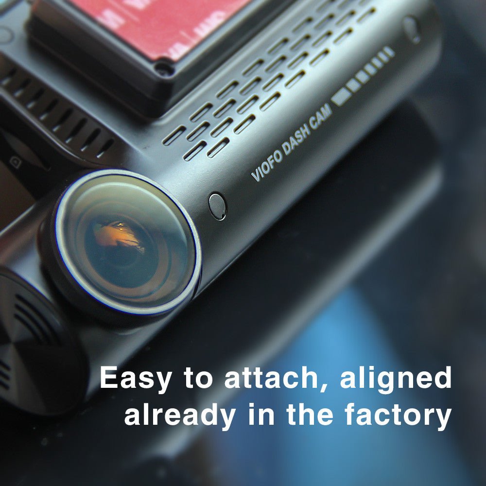 VIOFO CPL-200 filter fitted to a VIOFO dash cam lens, aligned at the factory